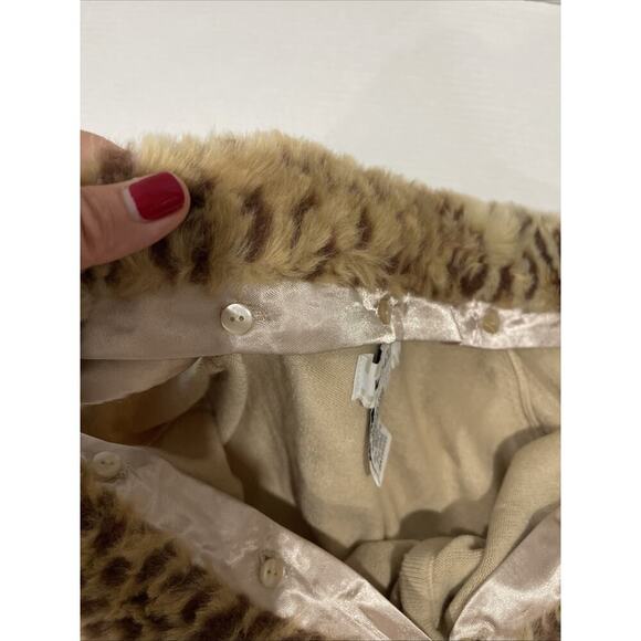 Leopard Collar Cardigan Beige Pearl Button-Up Cardigan Sz L* 50s Retro Hollywood - Picture 6 of 13